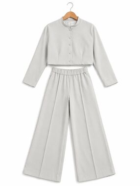 Cropped Jacket/Front Wide Leg Set Small